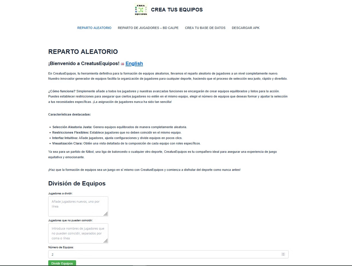 Crea tus Equipos – captura 1