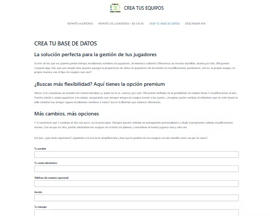 Crea tus Equipos – captura 2